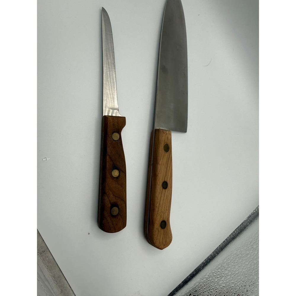 Chicago Cutlery 2pc Knife Set 42S Chef Knife 62S Paring Knife Walnut Wood Handle
